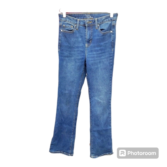Time and Tru Womens High Rise Flare Jeans Size 2 Blue Med Wash Denim with Slits - Picture 1 of 9
